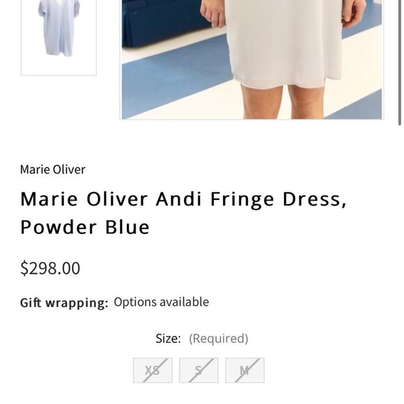 2/$25 Marie Oliver Andi Dress Silk Fringe Powder Blue Croquette Twee Girly XS - Picture 13 of 13